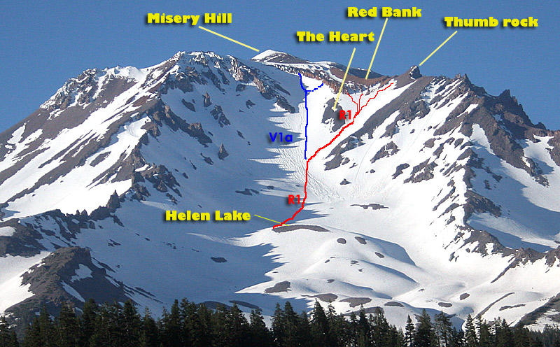 Mount Shasta - Avalanche Gulch Map